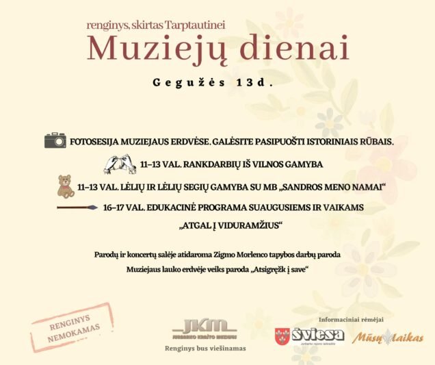 Jurbarko krašto muziejus kviečia minėti Tarptautinę muziejų dieną