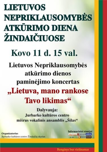 Kovo 11-osios renginiai Žindaičiuose (programa)