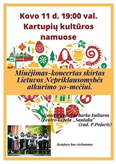 Kovo 11-osios renginiai Kartupiuose (programa)