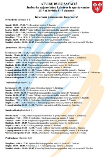 Kviečia į nemokamas treniruotes