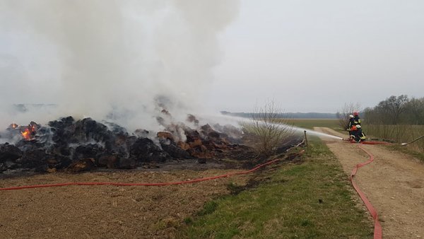 Liepsnojo šimtai šieno rulonų, įtariamas padegimas (nuotraukos)