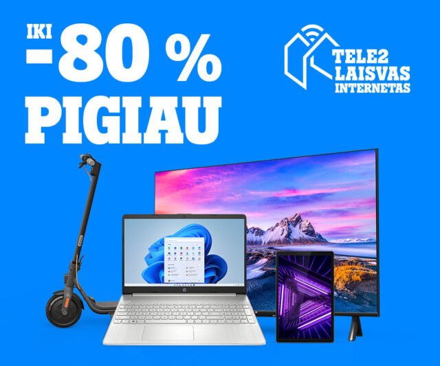 Pasinaudokite išskirtiniais „Tele2“ pasiūlymais: išmanūs daiktai iki 80 proc. pigiau