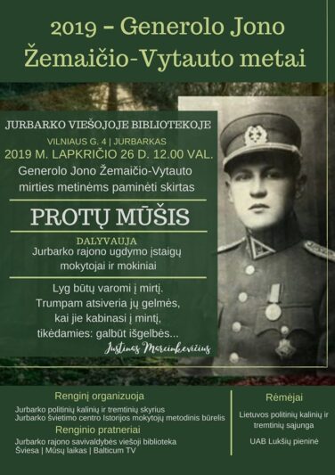 Protmūšyje pagerbs partizanų generolą