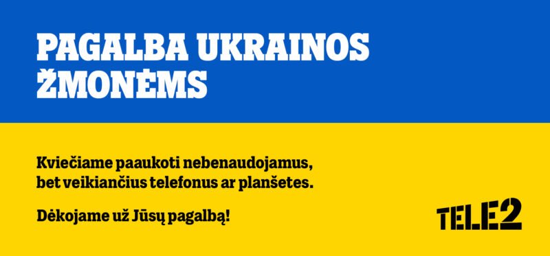 „Tele2“ iniciatyva: ukrainiečiams perduota apie 1000 lietuvių paaukotų įrenginių
