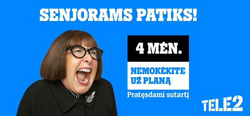 „Tele2“ pasiūlymas senjorams – pratęsus sutartį dabar, už planą nereikės mokėti net 4 mėn.