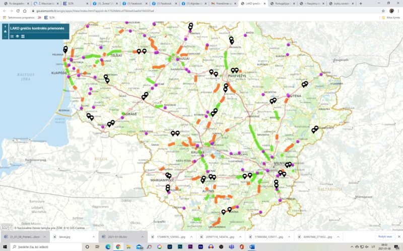 Valstybinės reikšmės keliuose jau įrengta 70 naujos kartos momentinių greičio matuoklių (matuoklių žemėlapis)