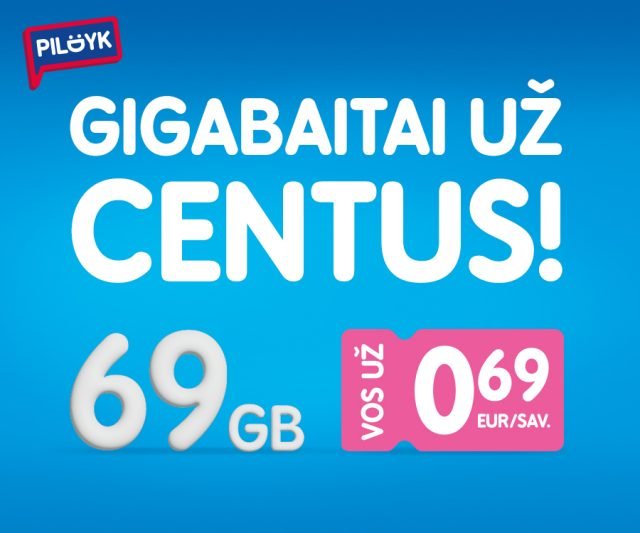 69 GB už 69 ct/sav. – pasinaudok išskirtiniu „Pildyk“ pasiūlymu ir išbandyk eSIM