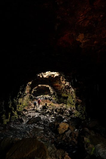 hikers in cave
