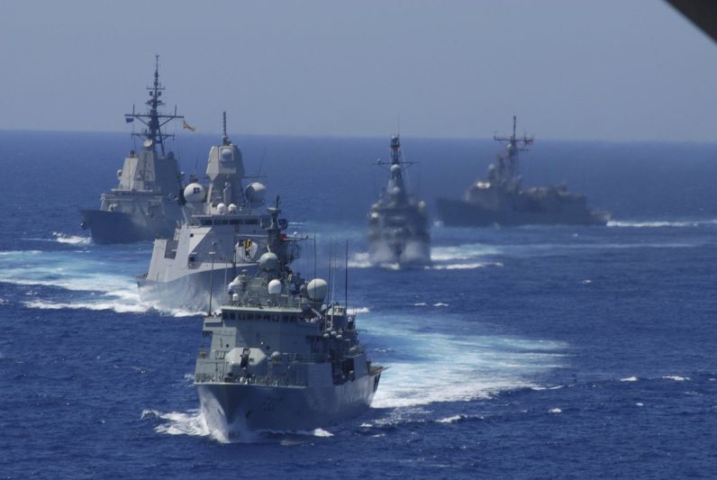Five NATO ships prepare for a pass