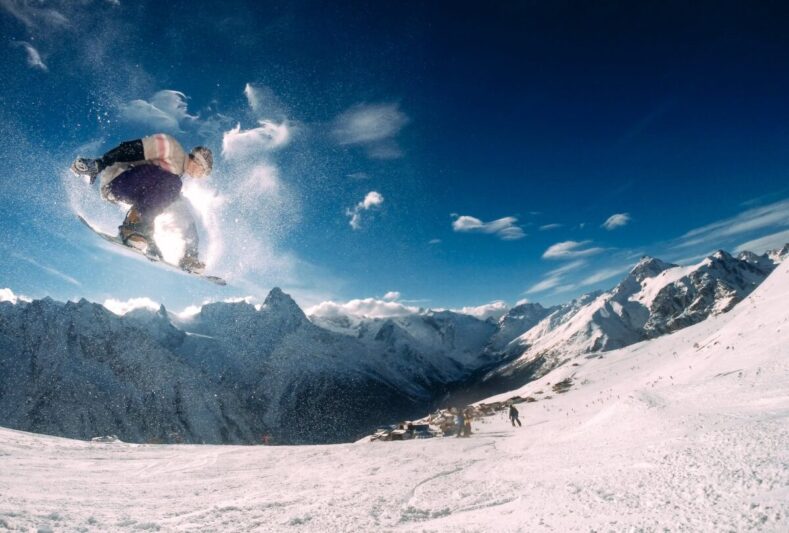 man snowboarding