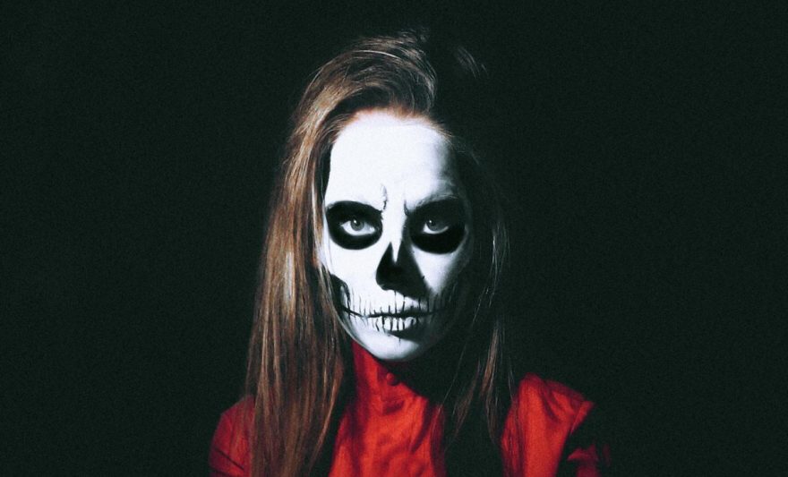 woman with skull face paint