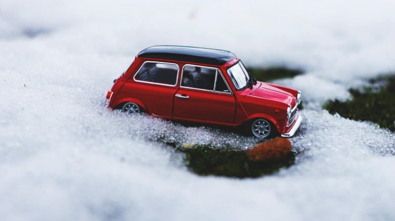 vintage car on snow