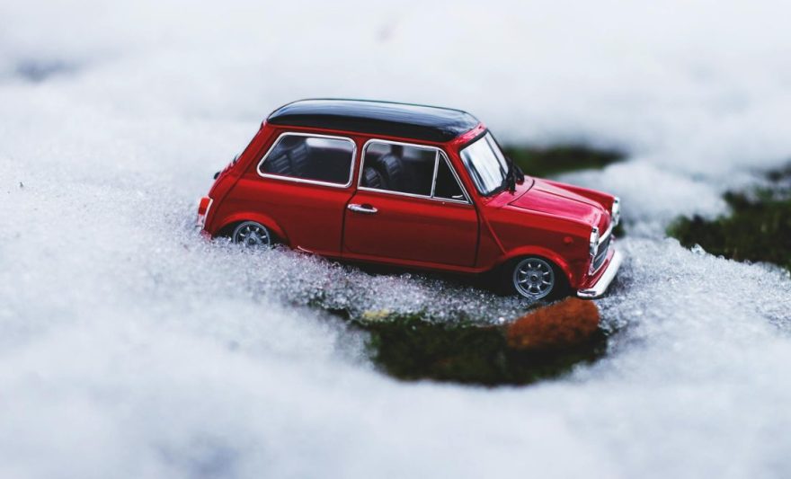 vintage car on snow