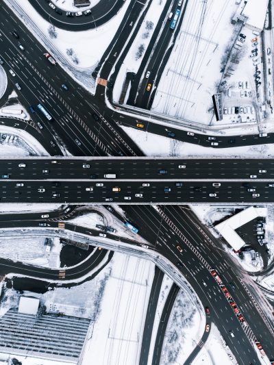 aerial photo of city roads