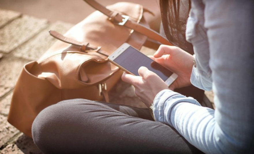 person using android smartphone
