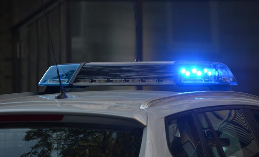 vehicle blue emergency light turned on