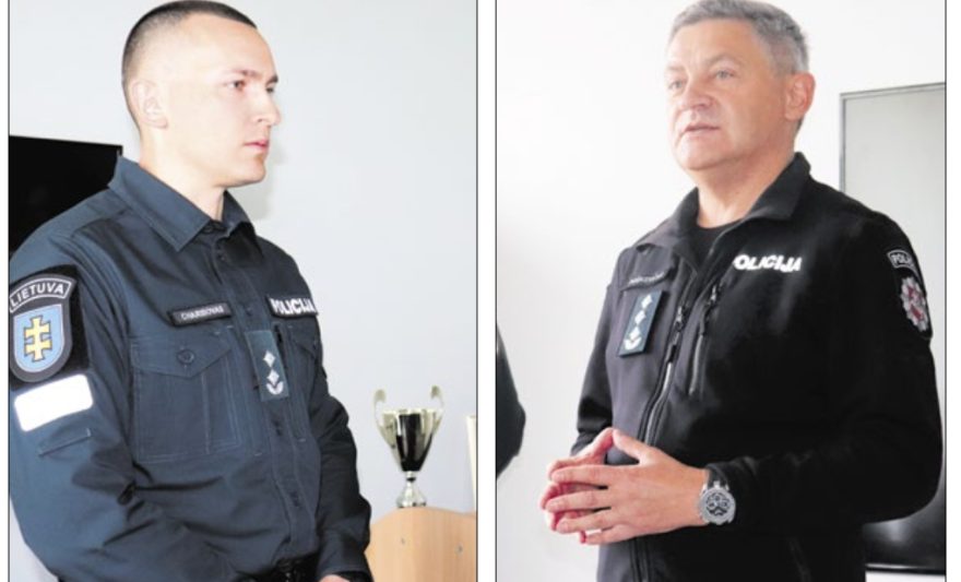 Marijampolės apskrities vyriausiojo policijos komisariato viršininkas Harimantas Poškevičius (dešinėje) ir Jurbarko komisariato vadovas Edgaras Charisovas rajono vadovus ir politikus perspėjo, kad situacija yra grėsminga – pareigūnų vos užtenka reaguoti į įvykius. J. Pileckienės nuotr.