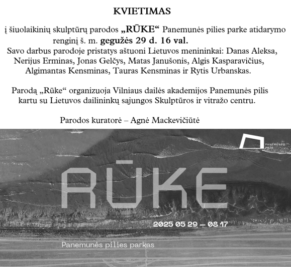 Šiuolaikinių skulptūrų paroda „Rūke“ Panemunės pilies parke Gegužės 29 d. 16 val.