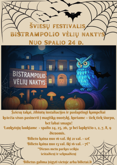 Bistrampolio šviesų festivalis „Vėlių naktys”: rudens paslaptys, šviesa tamsoje ir šiurpą keliantys potyriai