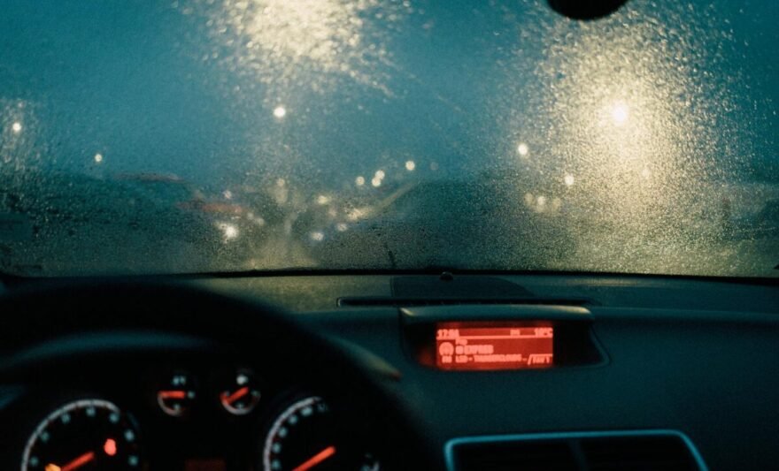 photo of windshield during rainy weather