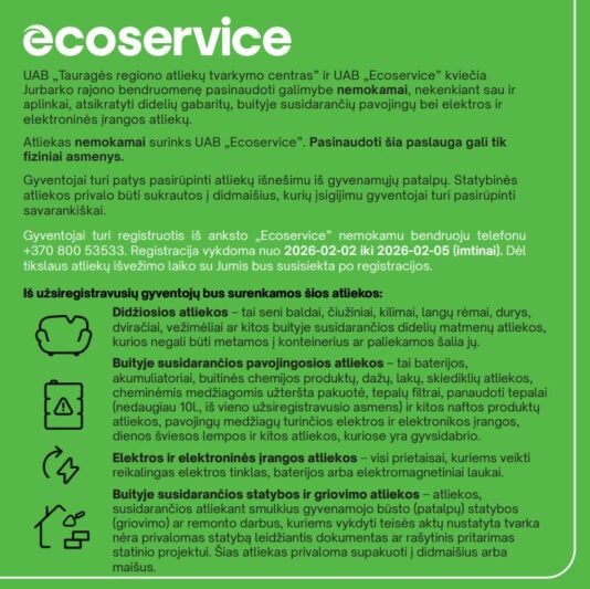 Bus organizuojamas nemokamas didžiųjų atliekų išvežimas Jurbarko rajone (1)