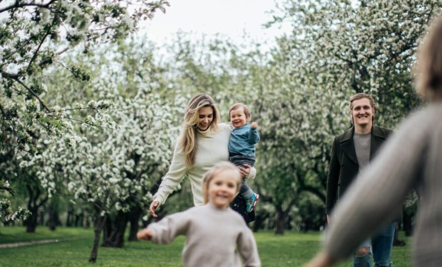 a happy family in the park
