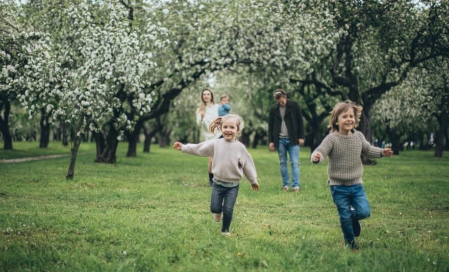 a happy family in the park