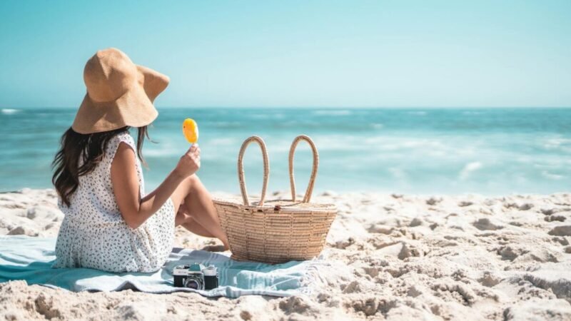 a woman relaxing at the beach