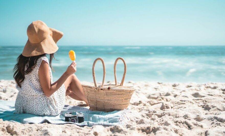 a woman relaxing at the beach