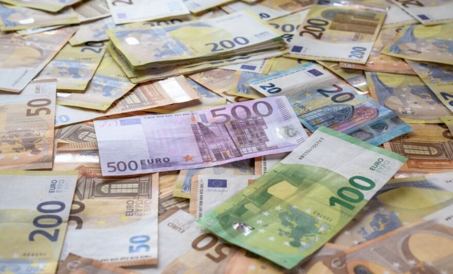 scattered euro banknotes