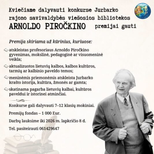 Skelbiamas konkursas Arnoldo Piročkino premijai gauti